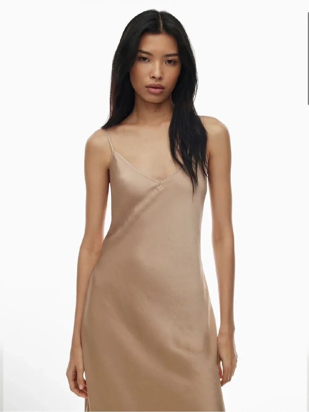 Wilfred Champagne Satin Slip Midi Dress Sz small